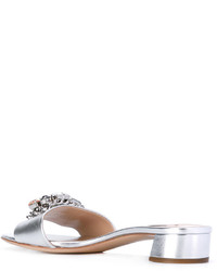 Женские серебряные кожаные босоножки от Casadei