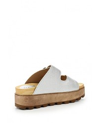 Женские серебряные кожаные босоножки от Damerose