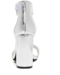 Женские серебряные кожаные босоножки от Jeffrey Campbell