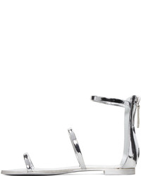 Женские серебряные кожаные босоножки от Giuseppe Zanotti