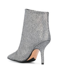 Серебряные кожаные ботильоны с украшением от Anna F.