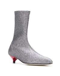 Серебряные кожаные ботильоны от Gia Couture