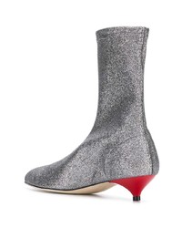 Серебряные кожаные ботильоны от Gia Couture