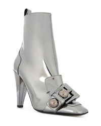 Серебряные кожаные ботильоны от N°21