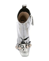 Серебряные кожаные ботильоны от N°21