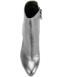 Серебряные кожаные ботильоны от Casadei