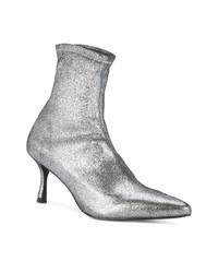 Серебряные кожаные ботильоны от Senso