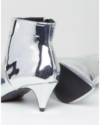 Серебряные кожаные ботильоны от Asos