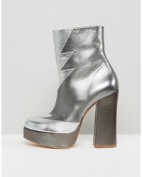 Серебряные кожаные ботильоны от Terry De Havilland