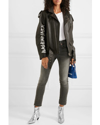 Серебряные кожаные ботильоны от Balenciaga