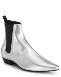 Серебряные кожаные ботинки