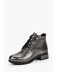 Женские серебряные кожаные ботинки на шнуровке от Alessio Nesca
