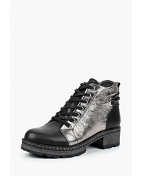 Женские серебряные кожаные ботинки на шнуровке от Alessio Nesca