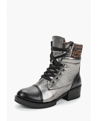 Женские серебряные кожаные ботинки на шнуровке от Clovis