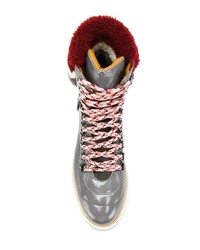 Женские серебряные кожаные ботинки на шнуровке от Fabi