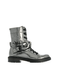 Женские серебряные кожаные ботинки на шнуровке от Kennel + Schmenger