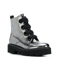 Женские серебряные кожаные ботинки на шнуровке от Kennel + Schmenger