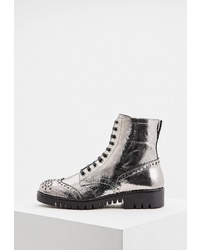 Женские серебряные кожаные ботинки на шнуровке от McQ Alexander McQueen