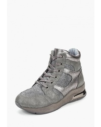 Женские серебряные кожаные ботинки на шнуровке от Saivvila