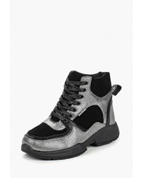 Женские серебряные кожаные ботинки на шнуровке от Vivian Royal