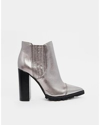 Женские серебряные кожаные ботинки челси от Asos