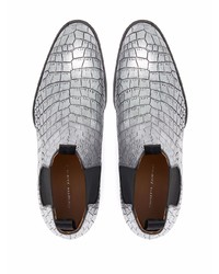 Мужские серебряные кожаные ботинки челси от Giuseppe Zanotti