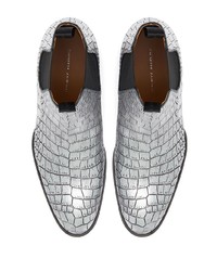 Мужские серебряные кожаные ботинки челси от Giuseppe Zanotti