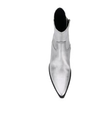 Мужские серебряные кожаные ботинки челси от Saint Laurent