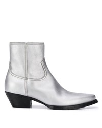 Мужские серебряные кожаные ботинки челси от Saint Laurent