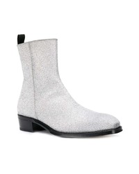 Мужские серебряные кожаные ботинки челси от Alexander McQueen