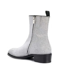 Мужские серебряные кожаные ботинки челси от Alexander McQueen