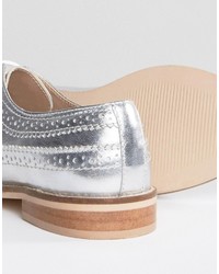 Женские серебряные кожаные броги от Asos