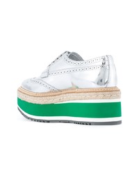 Женские серебряные кожаные броги от Prada