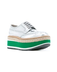 Женские серебряные кожаные броги от Prada