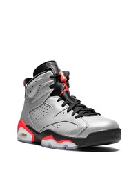 Мужские серебряные кожаные высокие кеды от Jordan