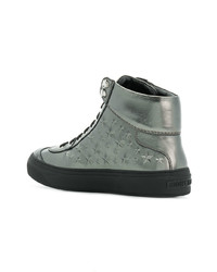 Мужские серебряные кожаные высокие кеды от Jimmy Choo