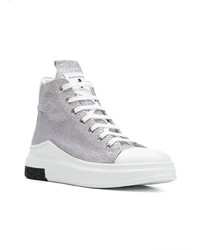 Женские серебряные кожаные высокие кеды от Cinzia Araia