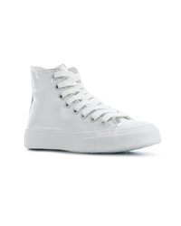 Женские серебряные кожаные высокие кеды от Junya Watanabe