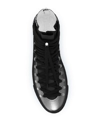 Женские серебряные кожаные высокие кеды от Swear