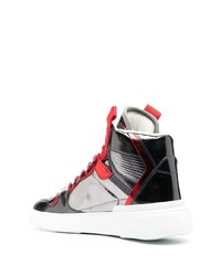 Мужские серебряные кожаные высокие кеды от Givenchy