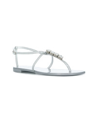 Серебряные кожаные вьетнамки от Giuseppe Zanotti Design