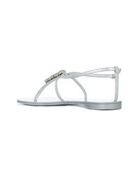 Серебряные кожаные вьетнамки от Giuseppe Zanotti Design