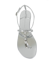 Серебряные кожаные вьетнамки от Giuseppe Zanotti Design