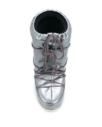 Женские серебряные кожаные зимние ботинки от Moon Boot
