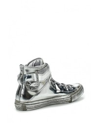 Женские серебряные кожаные кеды от Converse