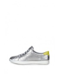 Женские серебряные кожаные кеды от Ecco