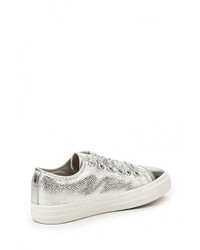 Женские серебряные кожаные кеды от Exquily