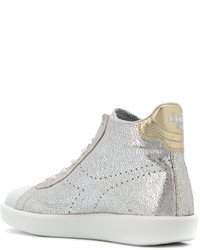 Женские серебряные кожаные кеды от Diadora