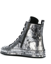 Мужские серебряные кожаные кеды от Ann Demeulemeester