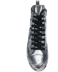 Мужские серебряные кожаные кеды от Ann Demeulemeester
